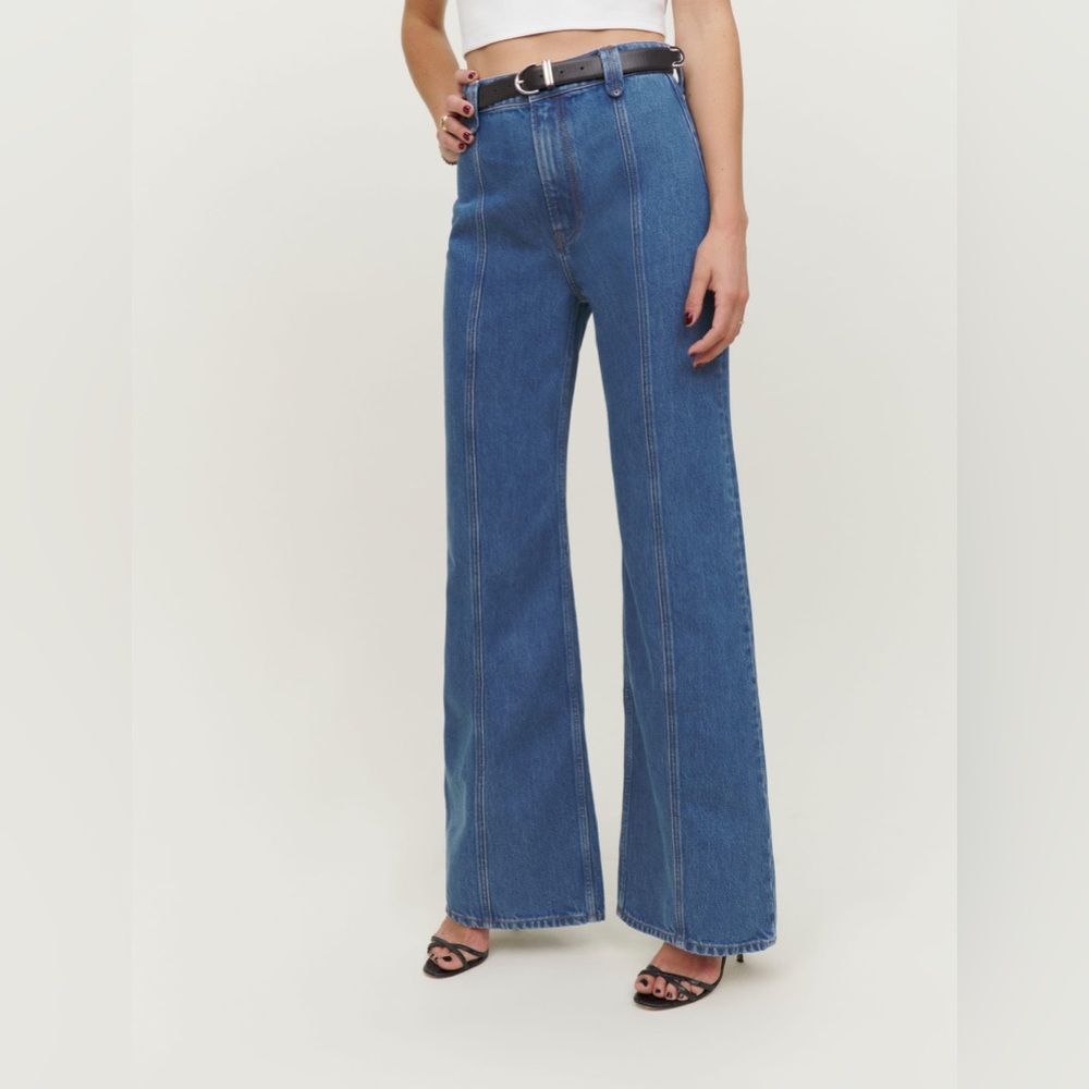 Reformation Leah Seamed High Rise Wide Leg Jean Size 25 - Picture 2 of 10